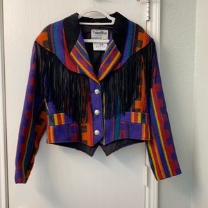 Size 12 Western crop jacket with fringe